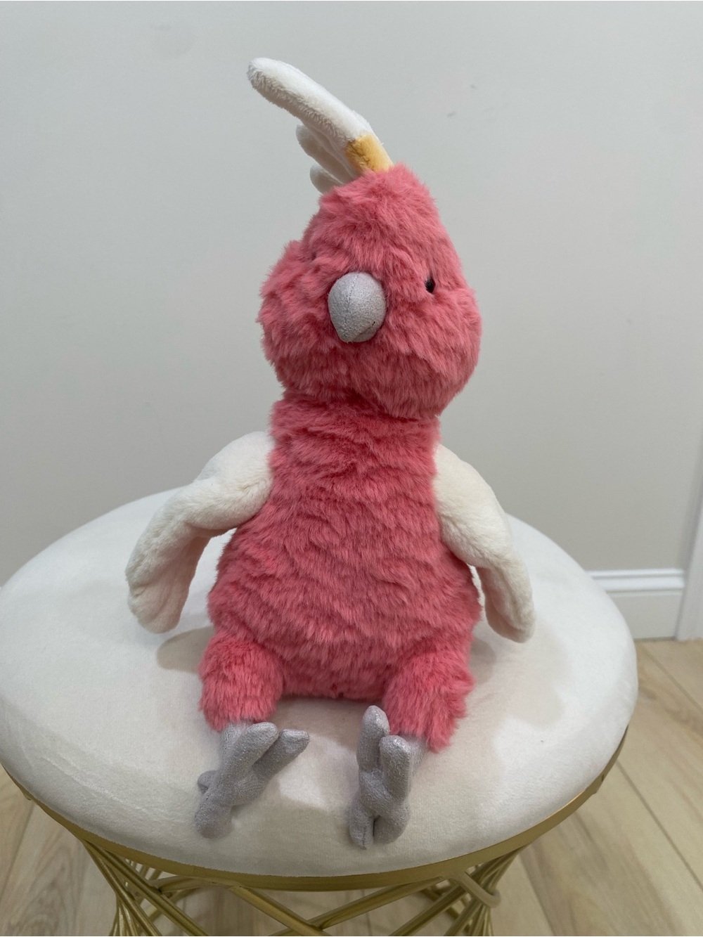 Jellycat Squawkatoo 2025 Tropical Bird Plush Medium Size Pink White Gray Soft